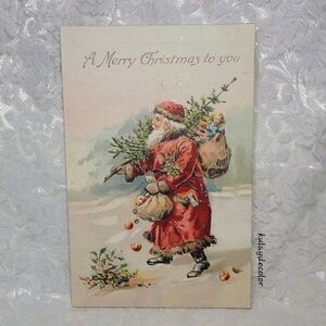Vintage Style Santa Canvas Print A Merry Christmas to You Holiday Decor 17"x11"